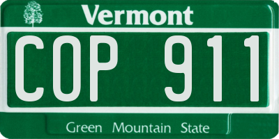 VT license plate COP911