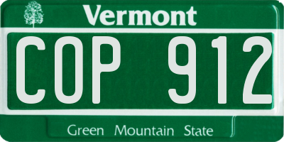 VT license plate COP912