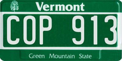 VT license plate COP913