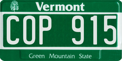VT license plate COP915
