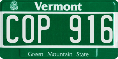 VT license plate COP916
