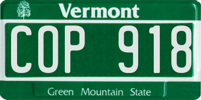 VT license plate COP918