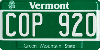 VT license plate COP920