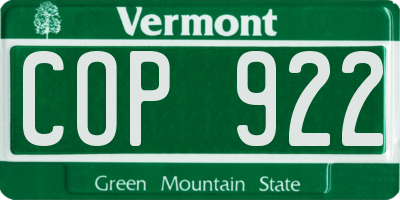 VT license plate COP922
