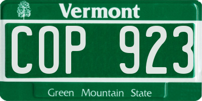 VT license plate COP923