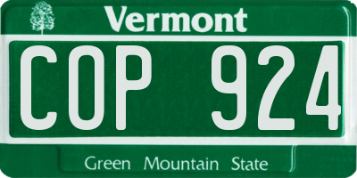 VT license plate COP924