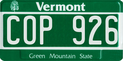 VT license plate COP926