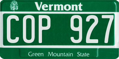VT license plate COP927