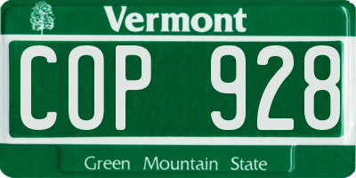 VT license plate COP928