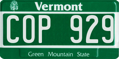 VT license plate COP929