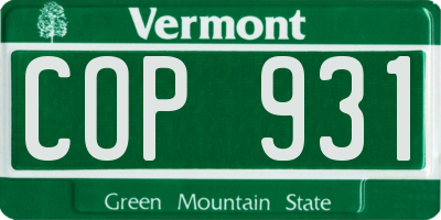 VT license plate COP931