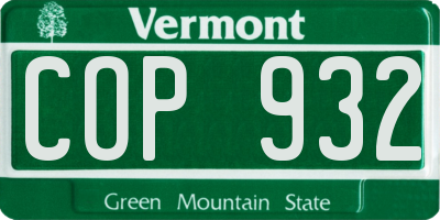 VT license plate COP932