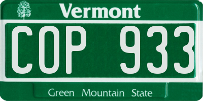 VT license plate COP933
