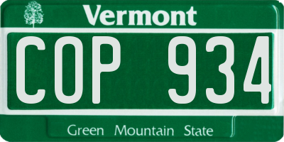 VT license plate COP934