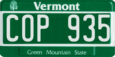 VT license plate COP935