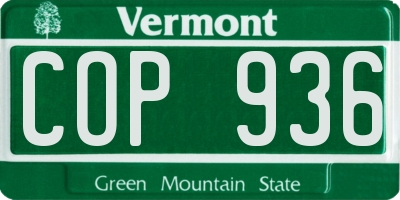 VT license plate COP936