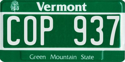 VT license plate COP937