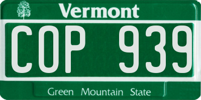 VT license plate COP939