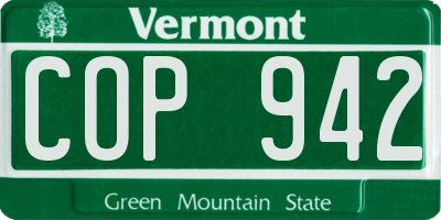 VT license plate COP942