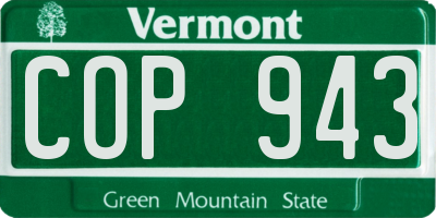 VT license plate COP943