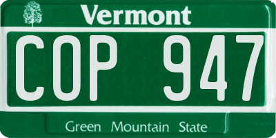 VT license plate COP947