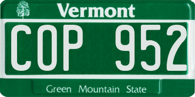 VT license plate COP952