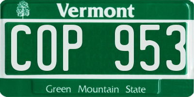 VT license plate COP953