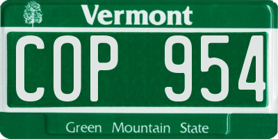 VT license plate COP954