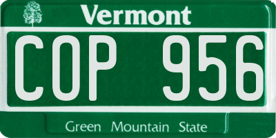 VT license plate COP956