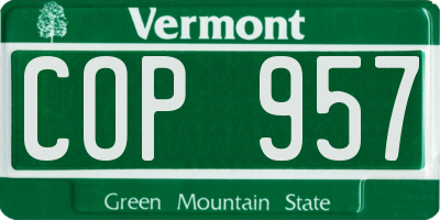 VT license plate COP957