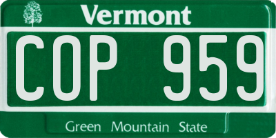 VT license plate COP959