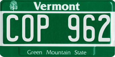 VT license plate COP962