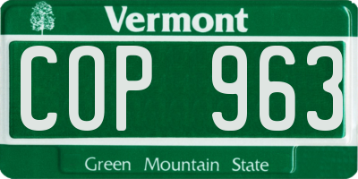 VT license plate COP963