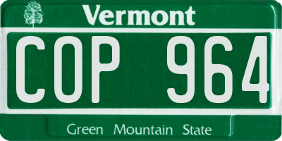 VT license plate COP964