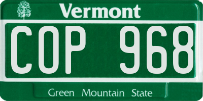 VT license plate COP968