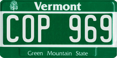 VT license plate COP969