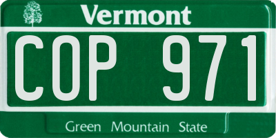 VT license plate COP971