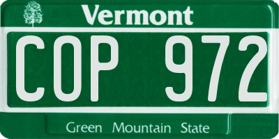 VT license plate COP972