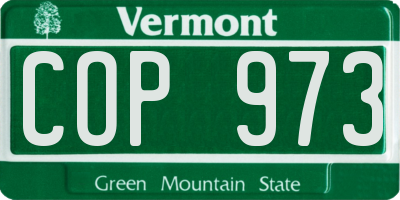 VT license plate COP973