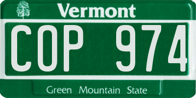 VT license plate COP974
