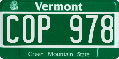 VT license plate COP978