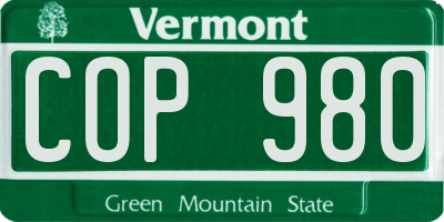 VT license plate COP980
