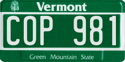 VT license plate COP981