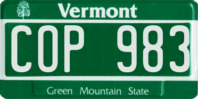 VT license plate COP983