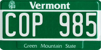 VT license plate COP985