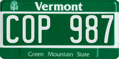 VT license plate COP987