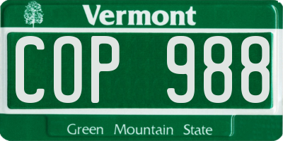 VT license plate COP988