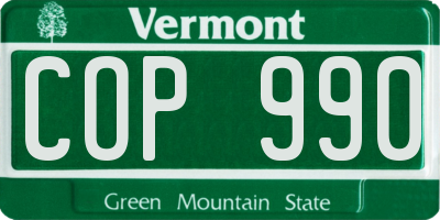 VT license plate COP990
