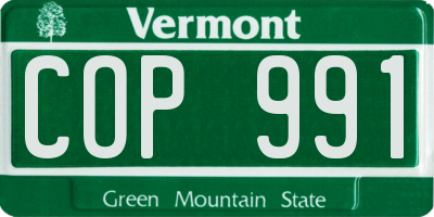 VT license plate COP991