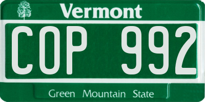VT license plate COP992